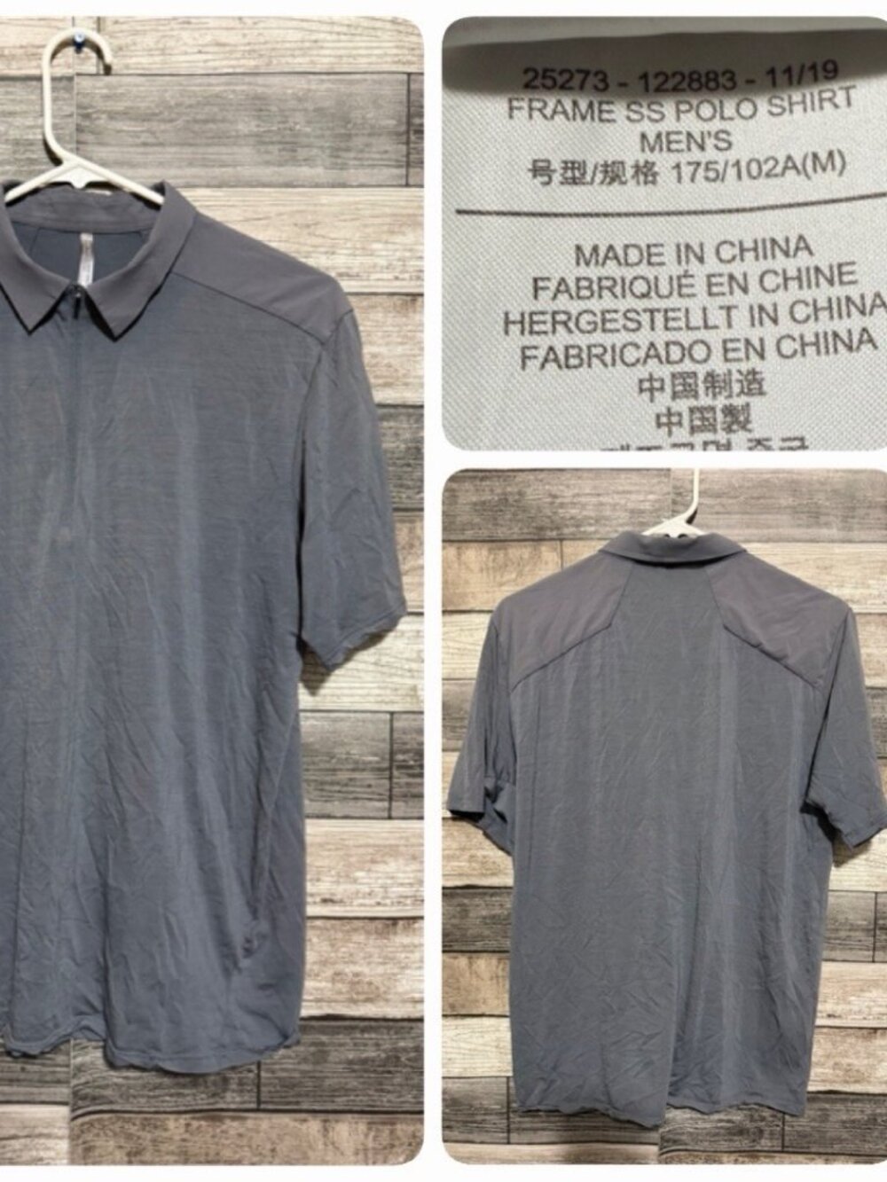 Arc'teryx Veilance Frame SS Polo Shirt Wool Blend Gray Zip Men’s Size M